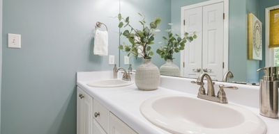 Children playing in yard with hose with functional plumbing