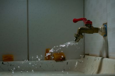 Faucet spewing water due to plumbing malfunction